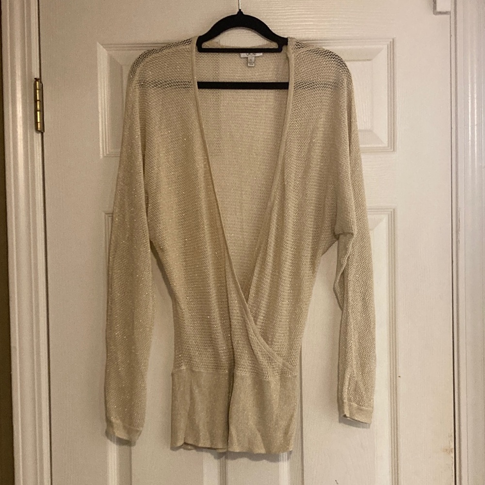Cach’e Metallic Knit Cardigan